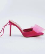 Pink Satin Bow Detail Strappy Heels - Image 3