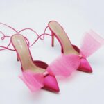 Pink Satin Bow Detail Strappy Heels