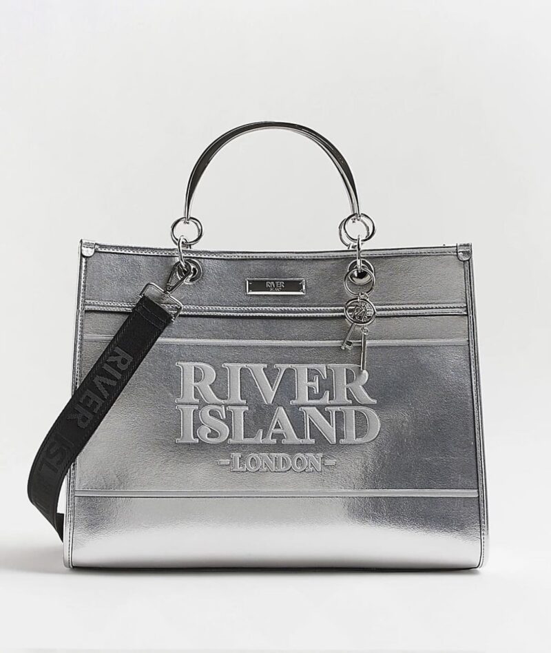 Silver Embossed Tote Bag - Image 1