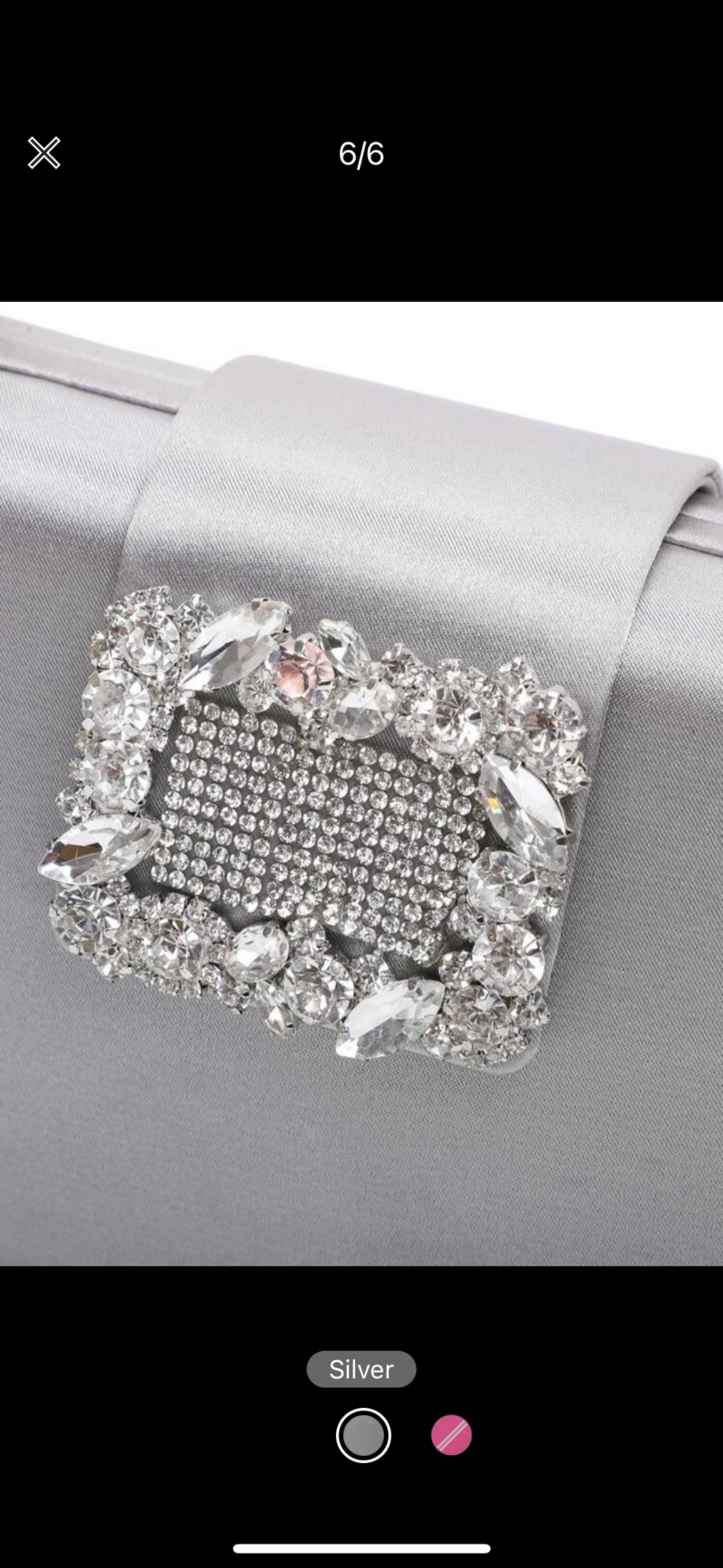 Grey Diamante Flap Bag - Image 4